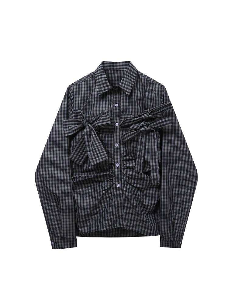 New Style Trends - Retro Plaid Bow Accent Shirt - Outfit Ideas