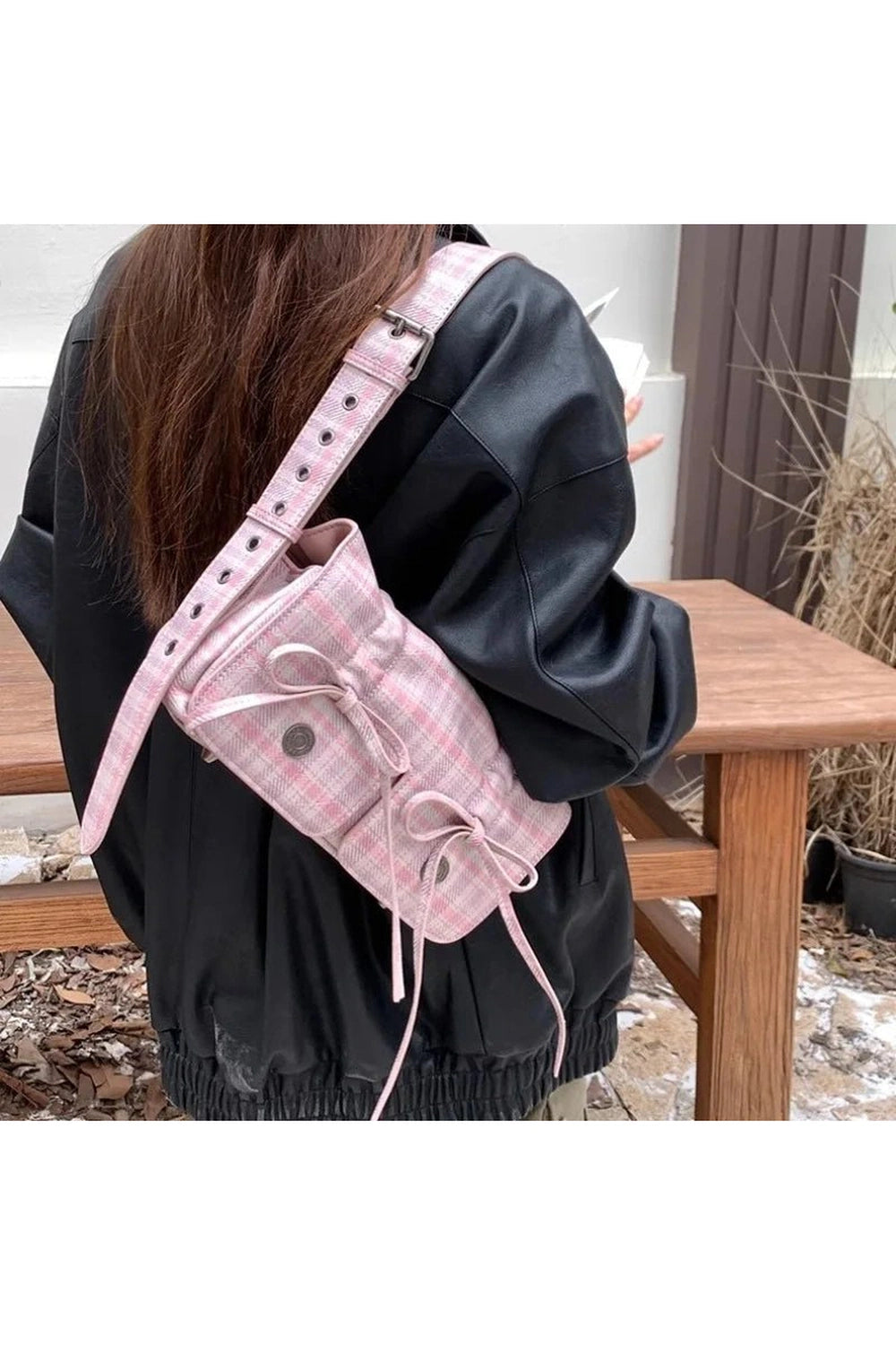 New Style Trends - Retro Plaid Pink Shoulder Bag - Outfit Ideas