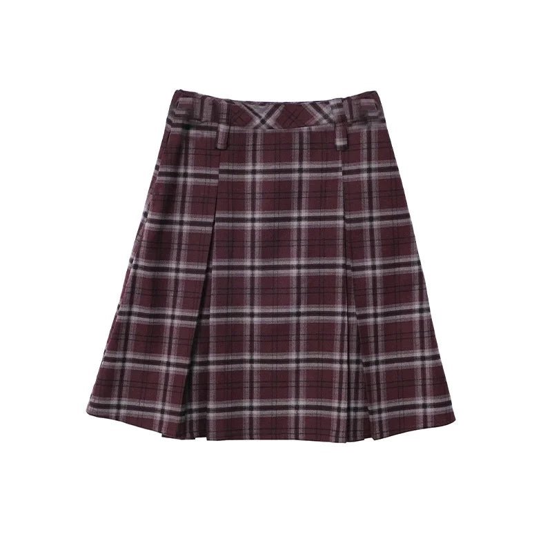 New Style Trends - Retro Plaid Scarf Outfit Set - Outfit Ideas
