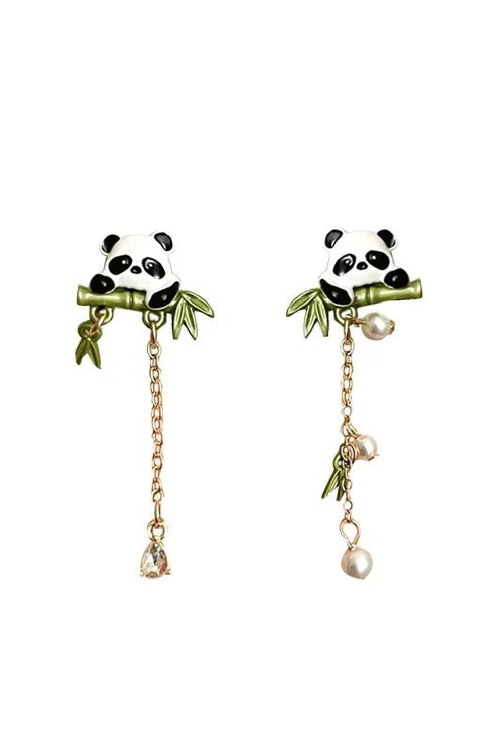 New Style Trends - Retro Playful Panda Drop Earring with Bamboo Charm - Outfit Ideas
