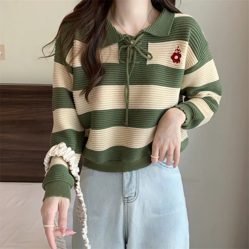 New Style Trends - Retro Red Doll Collar Knit Sweater - Outfit Ideas