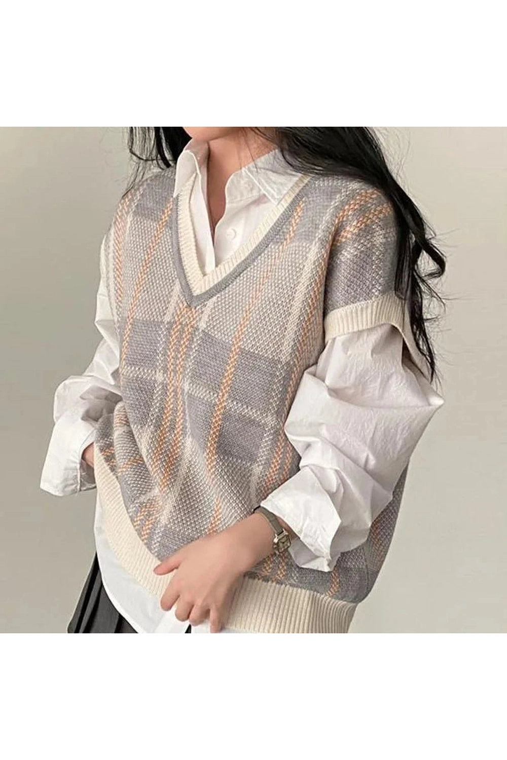 New Style Trends - Retro Soft Pastel Plaid Sweater Vest - Outfit Ideas