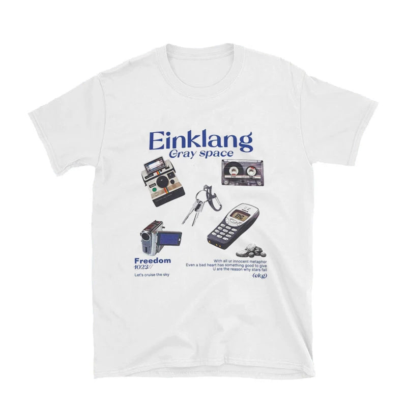 New Style Trends - Retro Tech Print Y2k T-Shirt - Outfit Ideas