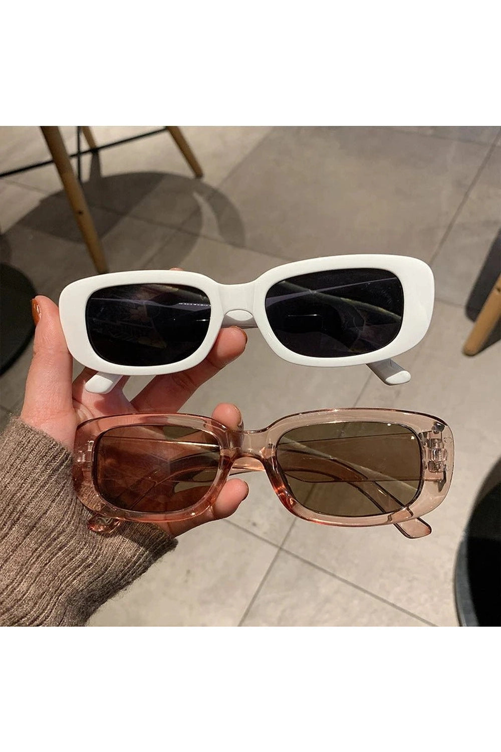 New Style Trends - Retro White Rectangular Sunglasses - Outfit Ideas