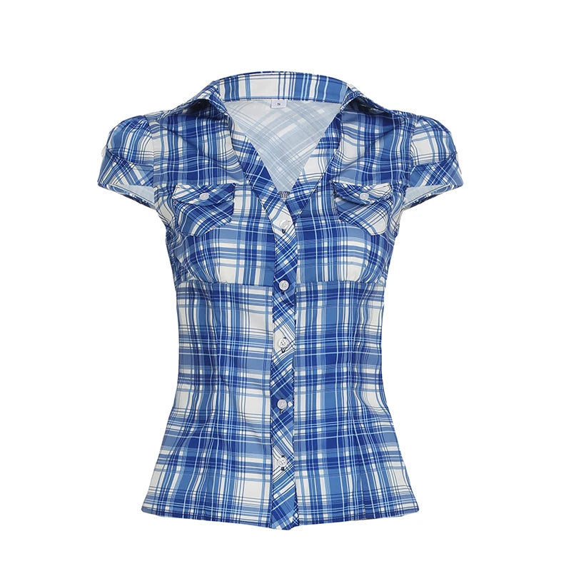 New Style Trends - Retro Y2K Check Babe Shirt - Outfit Ideas