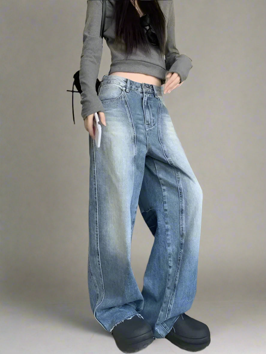 New Style Trends - Retro Y2k Washed Wide-Leg Jeans - Outfit Ideas