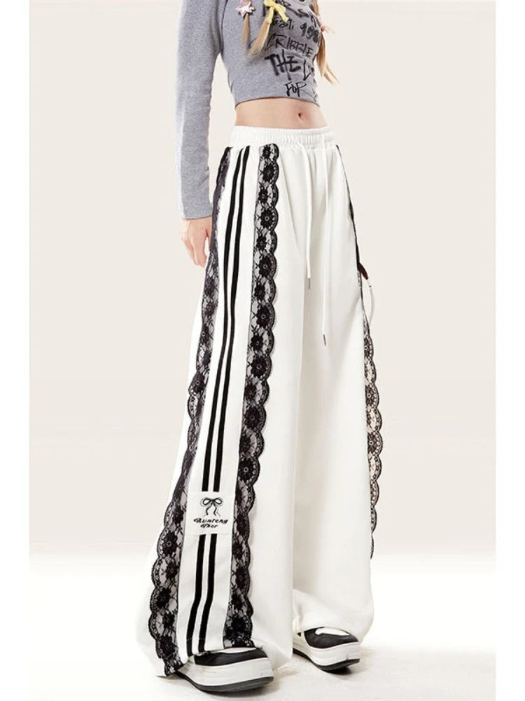 New Style Trends - Ribbon Edgy Lace Track Pants - Outfit Ideas