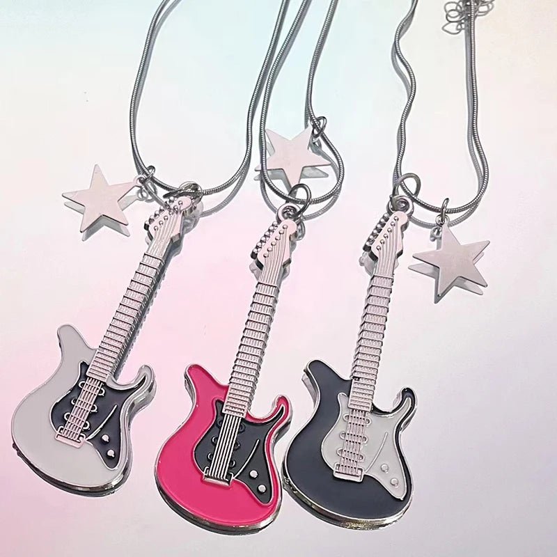 New Style Trends - Rockstar Dream Guitar Y2k Necklace - Outfit Ideas