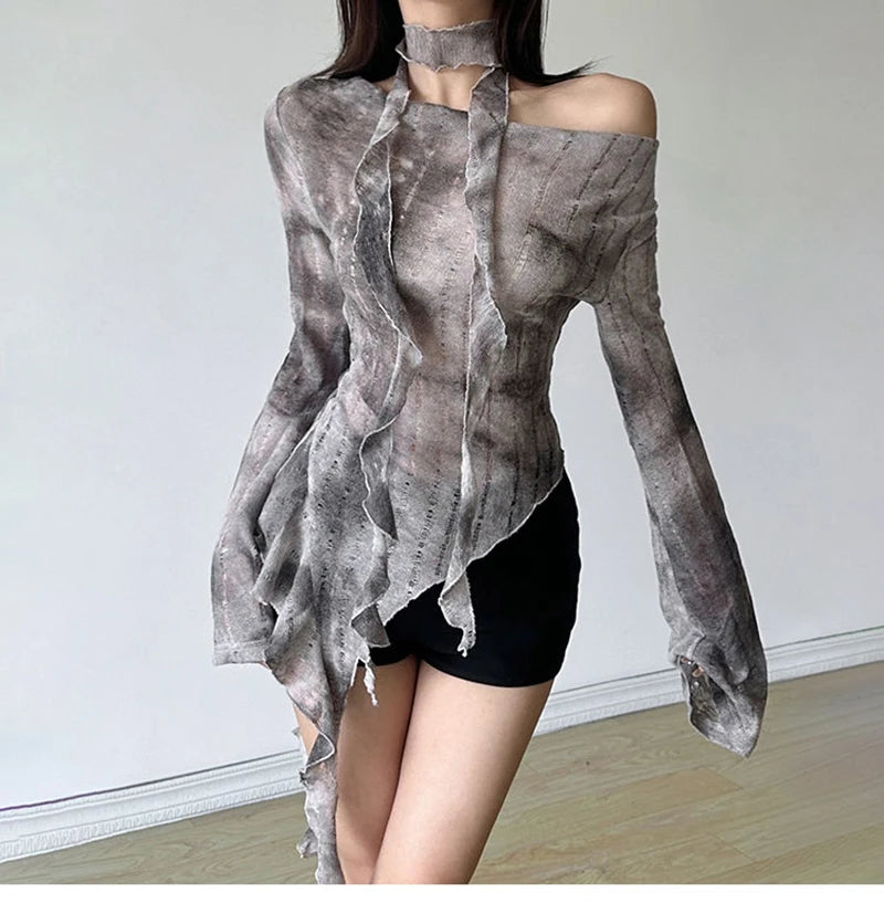 New Style Trends - Ruin Drape Witch Y2k Blouse - Outfit Ideas