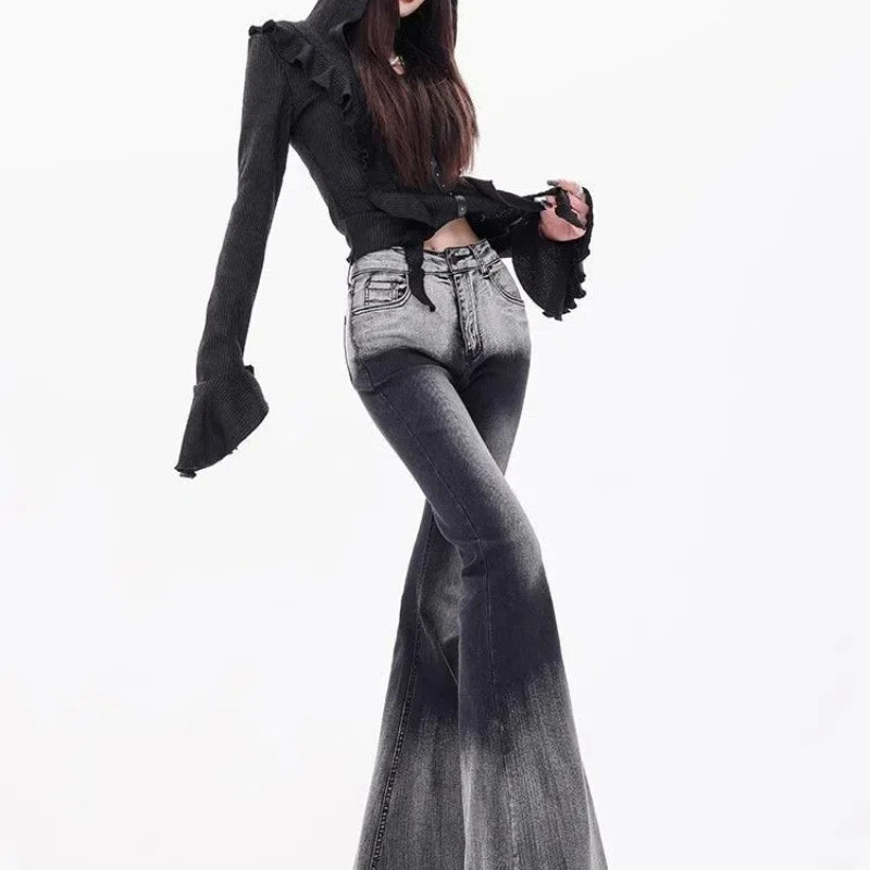 New Style Trends - Shadow Fade Flare Y2k Jeans - Outfit Ideas
