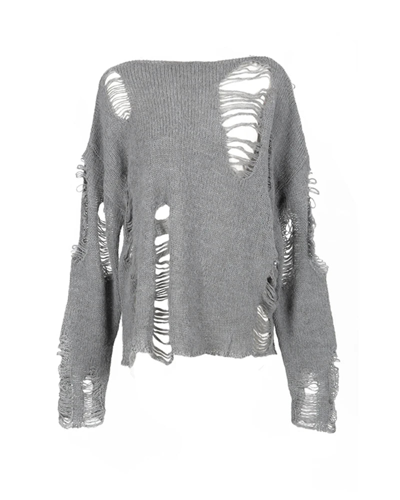 New Style Trends - Shattered Threads Y2k Distressed Sweater - Outfit Ideas