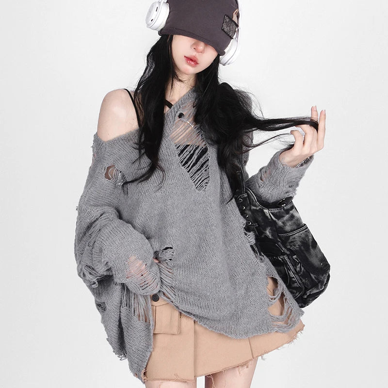 New Style Trends - Shattered Threads Y2k Distressed Sweater - Outfit Ideas