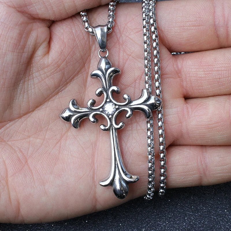 New Style Trends - Silver Baroque Alt Goth Cross Necklace - Outfit Ideas