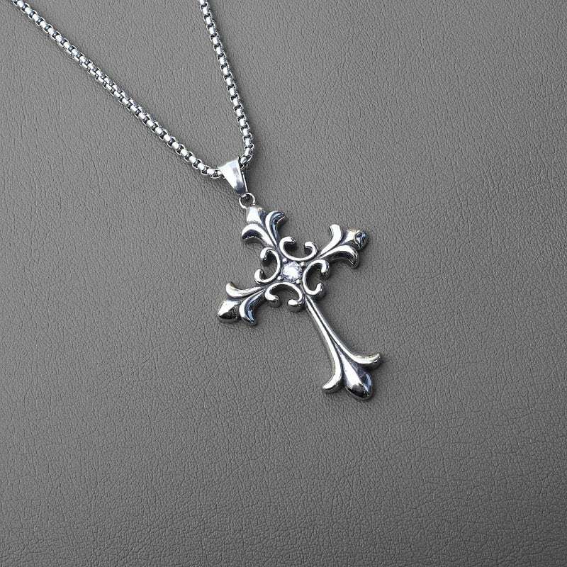 New Style Trends - Silver Baroque Alt Goth Cross Necklace - Outfit Ideas