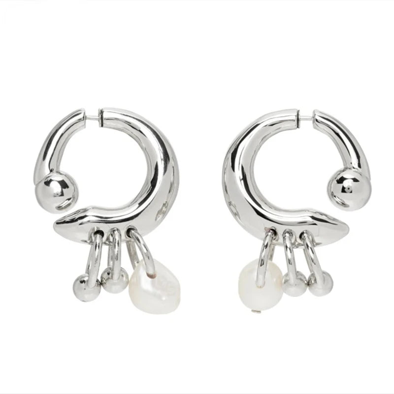 New Style Trends - Silver Luxe Pearl Aesthetic Earrings - Outfit Ideas