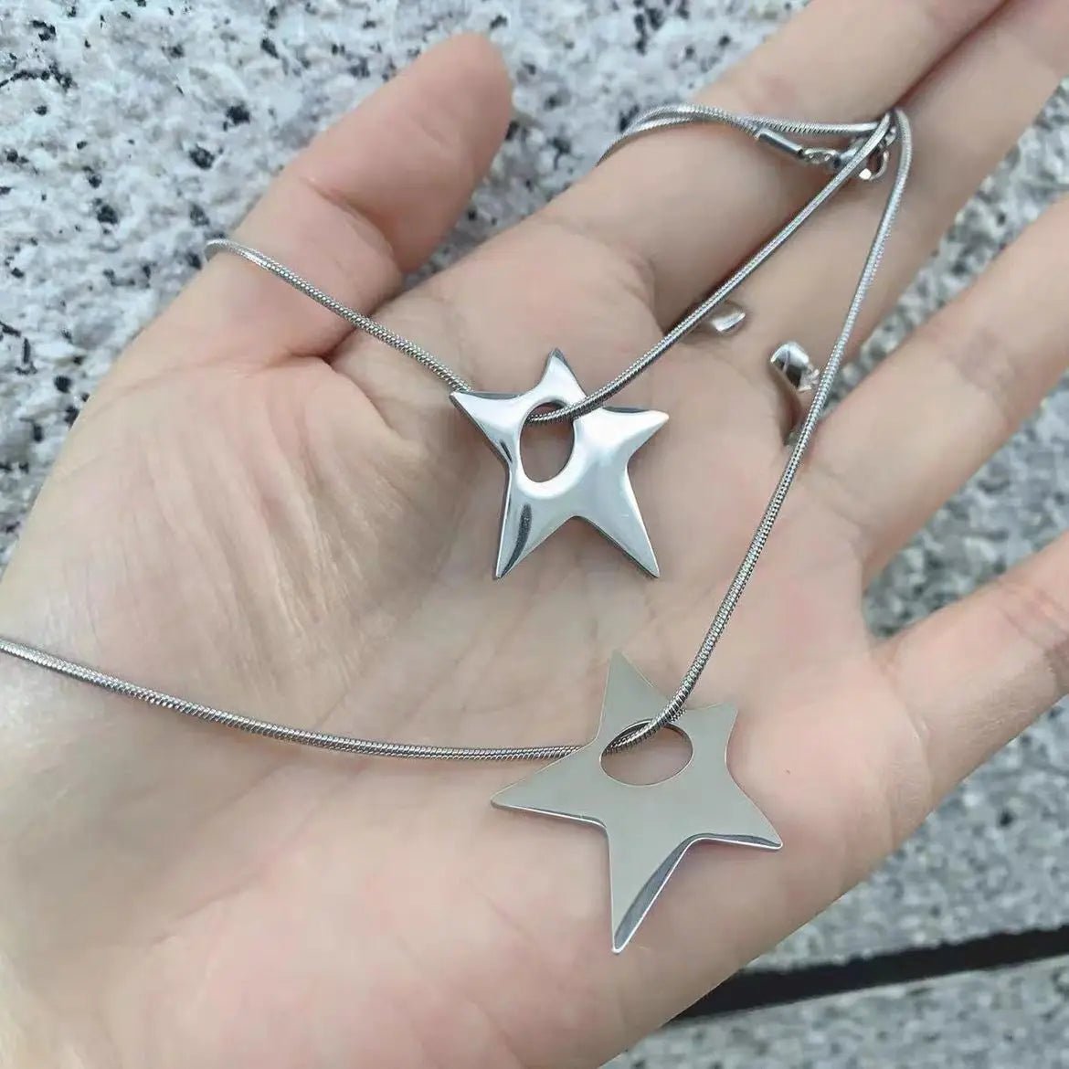New Style Trends - Silver Shuriken Ninja Y2k Necklace - Outfit Ideas