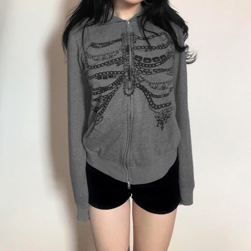 New Style Trends - Skeleton Street Zip-Up Alt Hoodie - Outfit Ideas