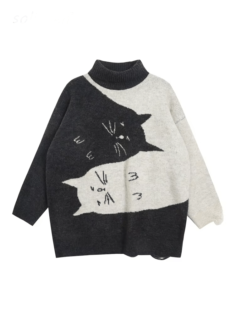 New Style Trends - Sleepy Kittens Cute Oversized Sweater - Outfit Ideas