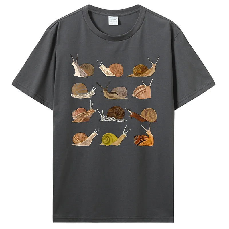 New Style Trends - Snail Graphic Cotton T-Shirt - Outfit Ideas