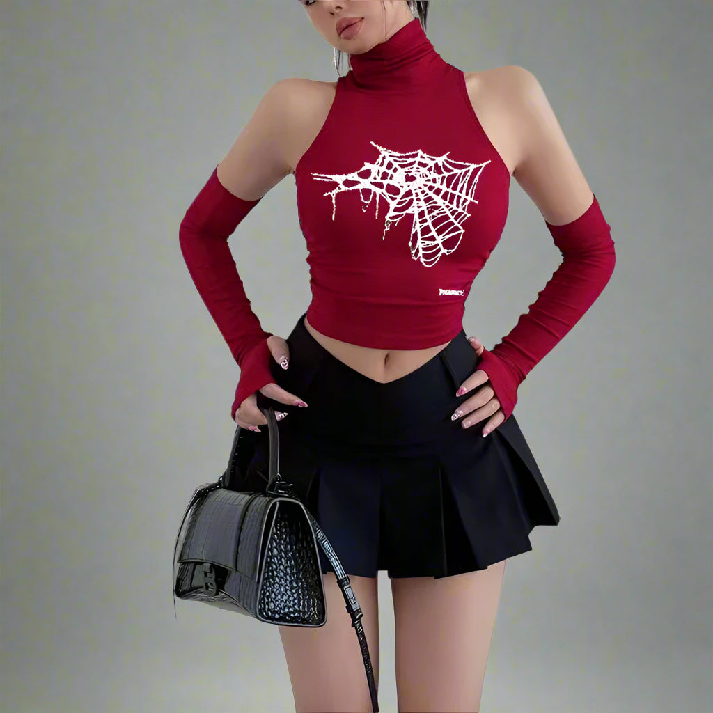 New Style Trends - Spidercore Sleeveless Web Alt Crop Top - Outfit Ideas