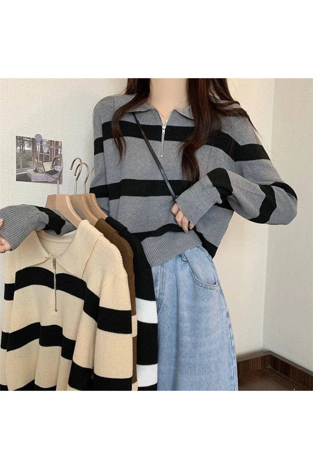 New Style Trends - Spring Striped Patchwork Knit Pullover - Outfit Ideas