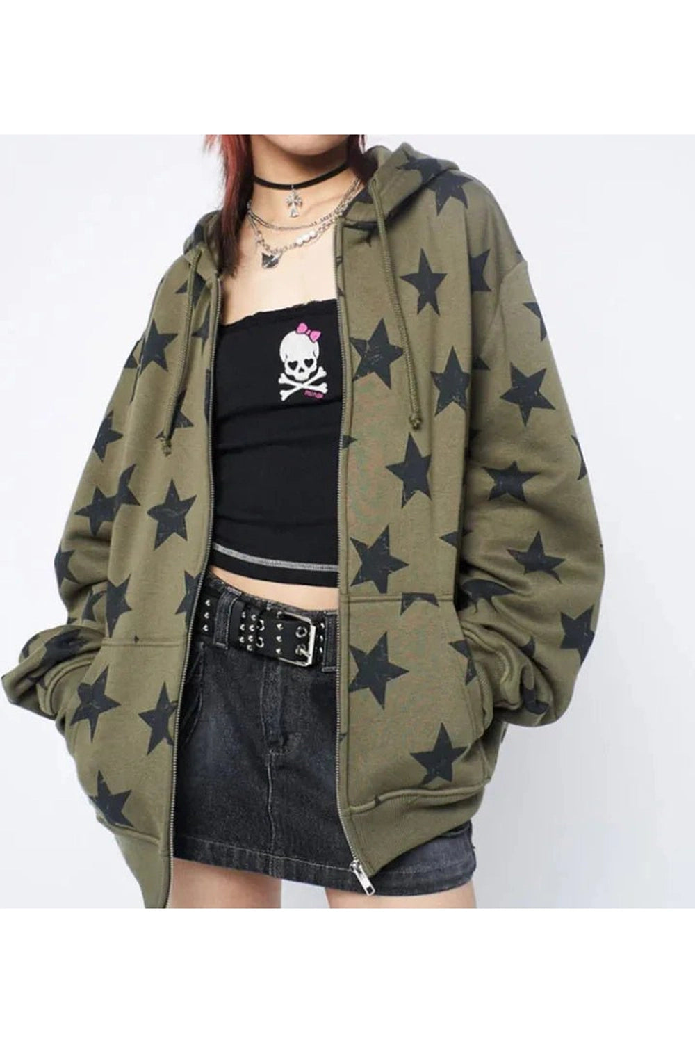 New Style Trends - Star Print Sweatshirt Jacket - Outfit Ideas
