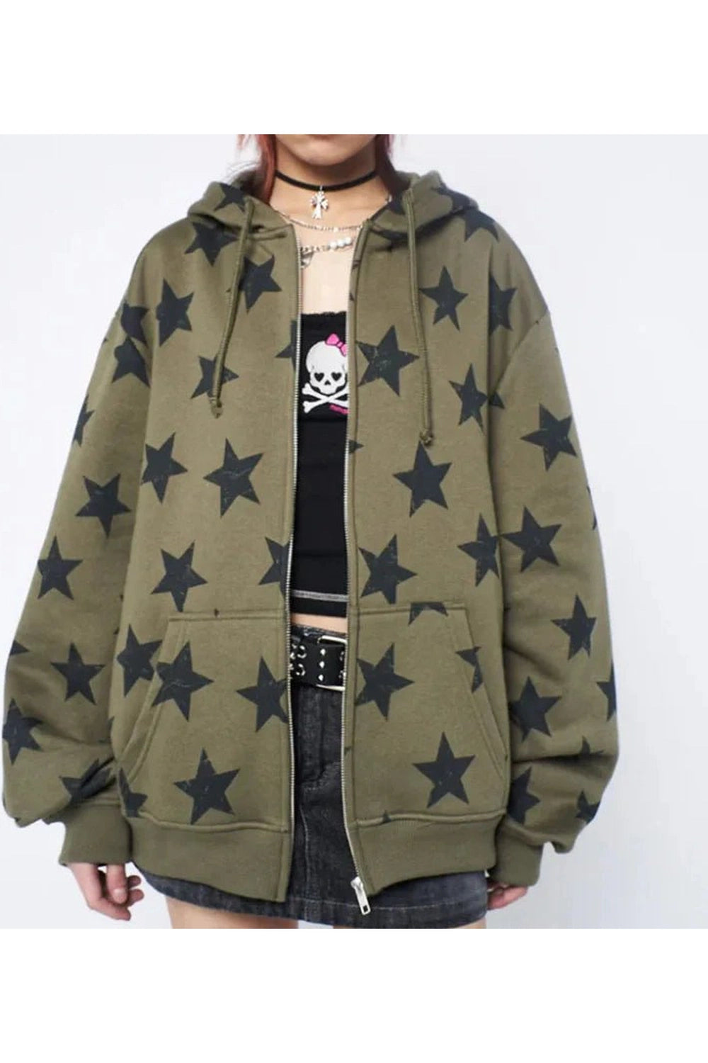 New Style Trends - Star Print Sweatshirt Jacket - Outfit Ideas