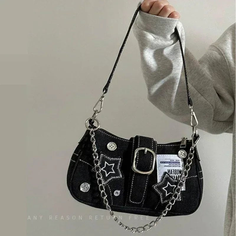 New Style Trends - Star Rebel Y2k Denim Shoulder Bag - Outfit Ideas