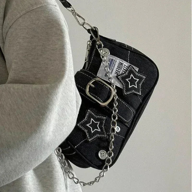 New Style Trends - Star Rebel Y2k Denim Shoulder Bag - Outfit Ideas