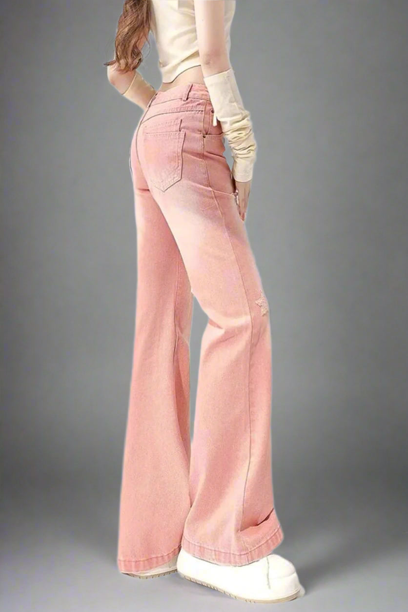 New Style Trends - Starry Pink Edgy Distressed Jeans - Outfit Ideas