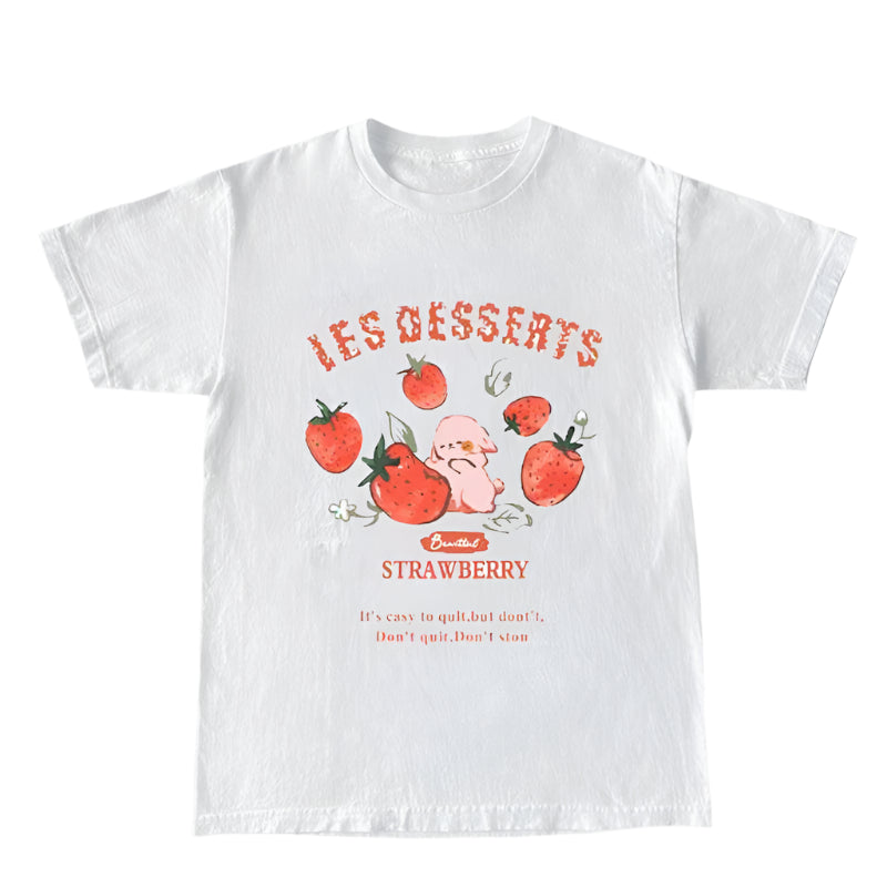 New Style Trends - Strawberry Bunny Dessert Aesthetic T-Shirt - Outfit Ideas