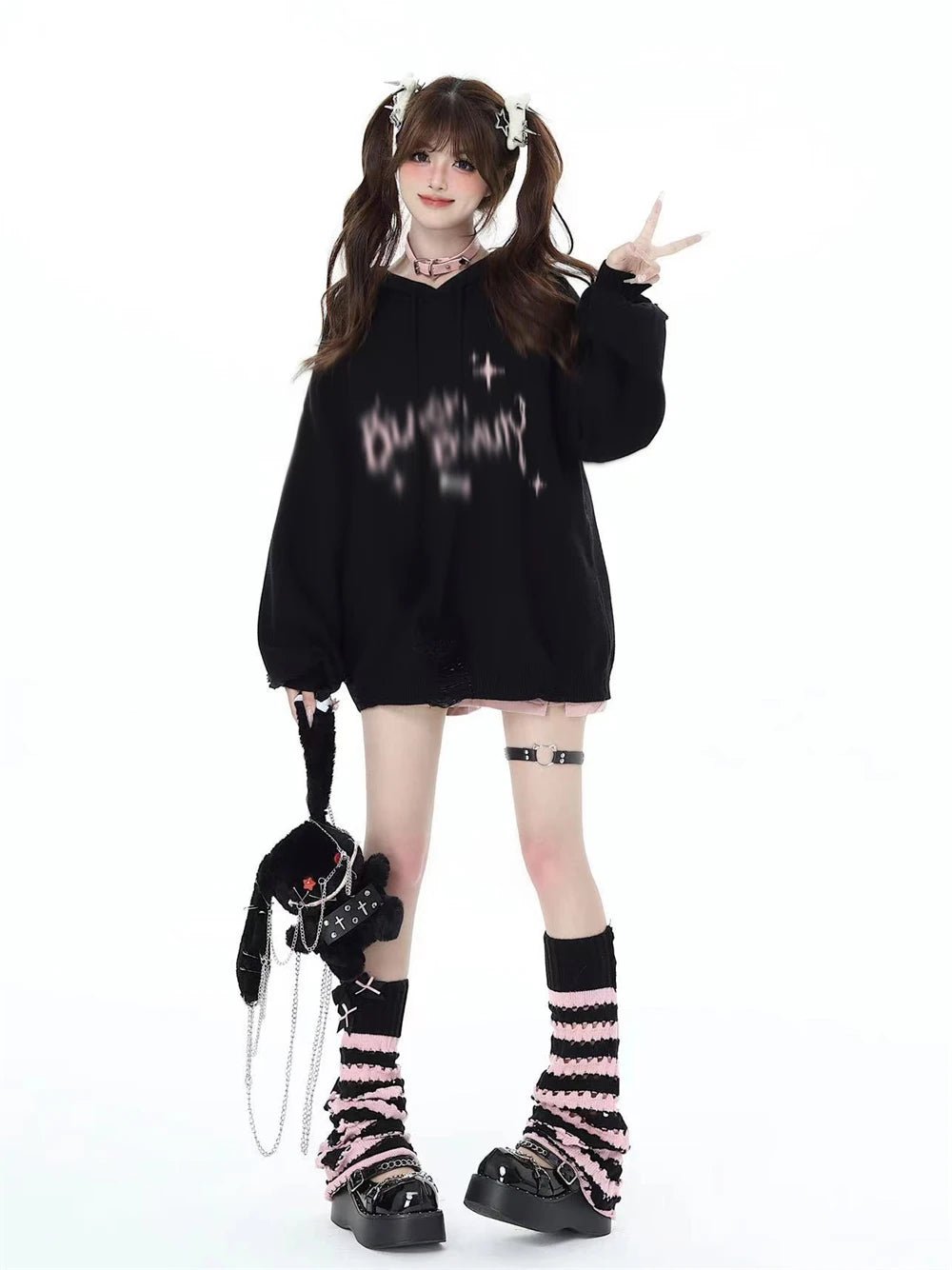 New Style Trends - Striped Lolita Slouch Pastel Goth Leg Warmers - Outfit Ideas