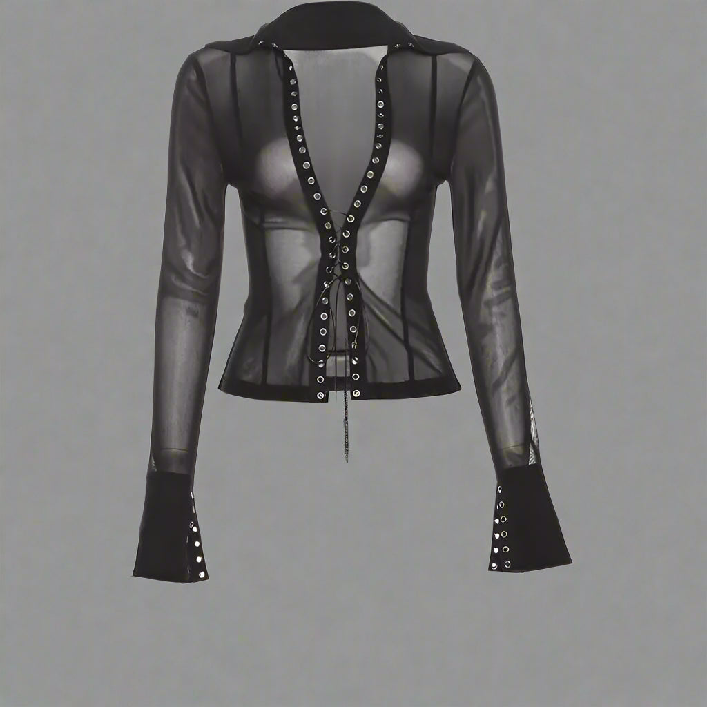 New Style Trends - Webbed Vixen Goth Alt Blouse - Outfit Ideas