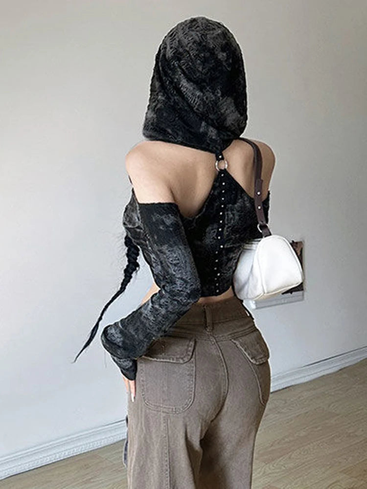 New Style Trends - Witchcore Cold Shoulder Alt Hoodie - Outfit Ideas
