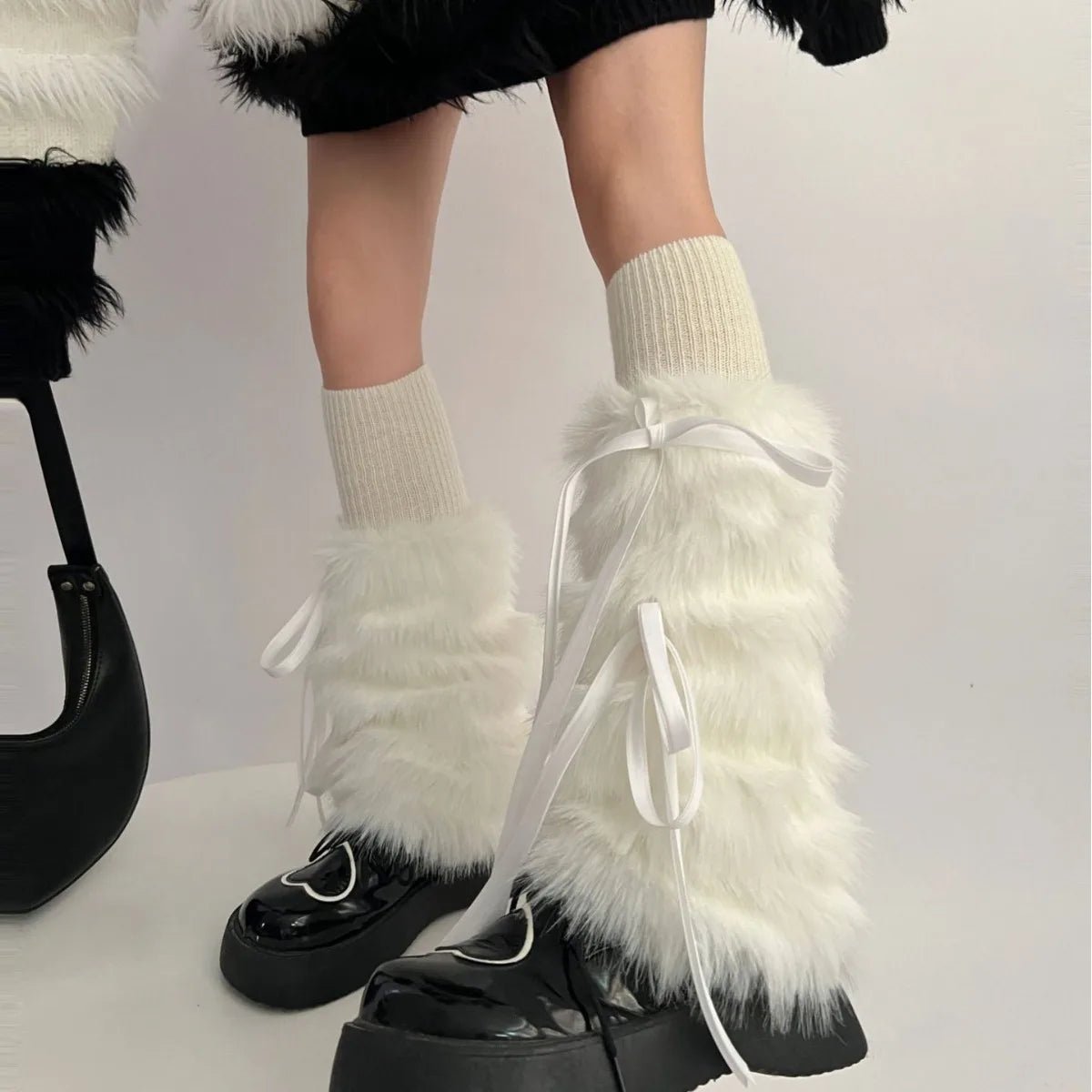 New Style Trends - Y2k Angelic Fluff Ribbon Leg Warmers - Outfit Ideas