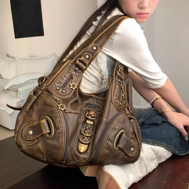 New Style Trends - Y2k Antique Brass Detail Hobo Bag - Outfit Ideas