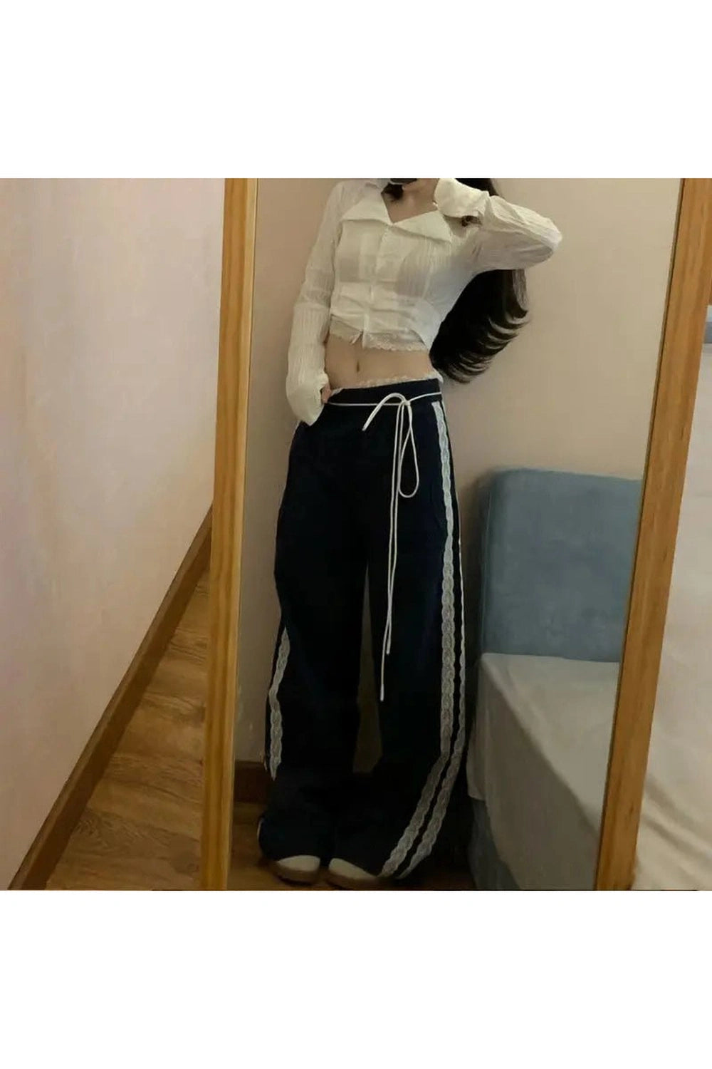 New Style Trends - Y2k Casual Lace-Trim Joggers - Outfit Ideas
