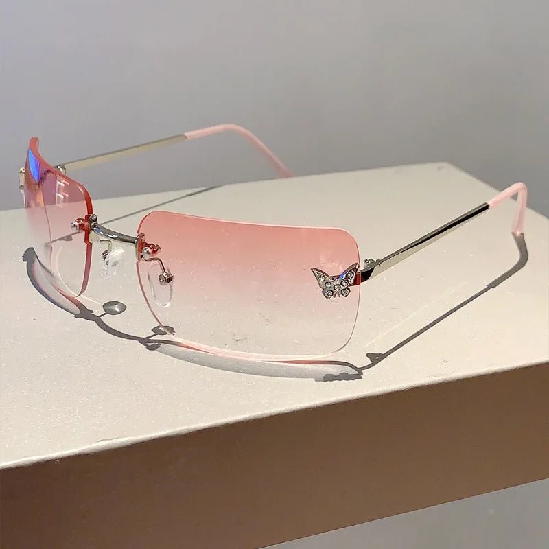 New Style Trends - Y2k Flutter Glow Rimless Sunglasses - Outfit Ideas