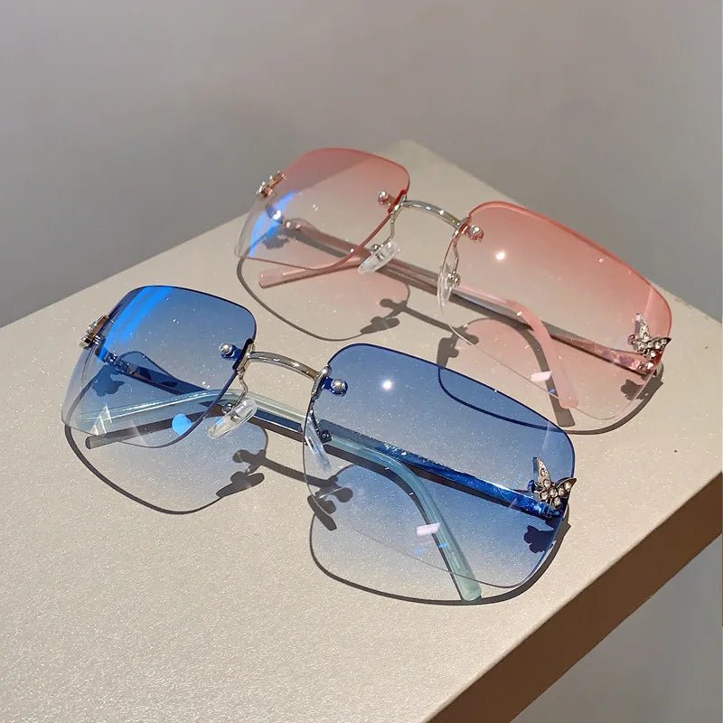 New Style Trends - Y2k Flutter Glow Rimless Sunglasses - Outfit Ideas