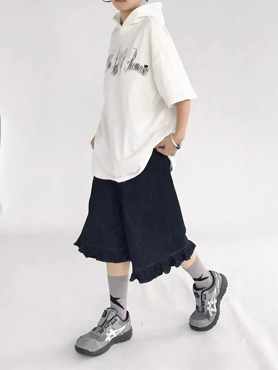 New Style Trends - Y2k Indigo Ruffle Hem Shorts - Outfit Ideas