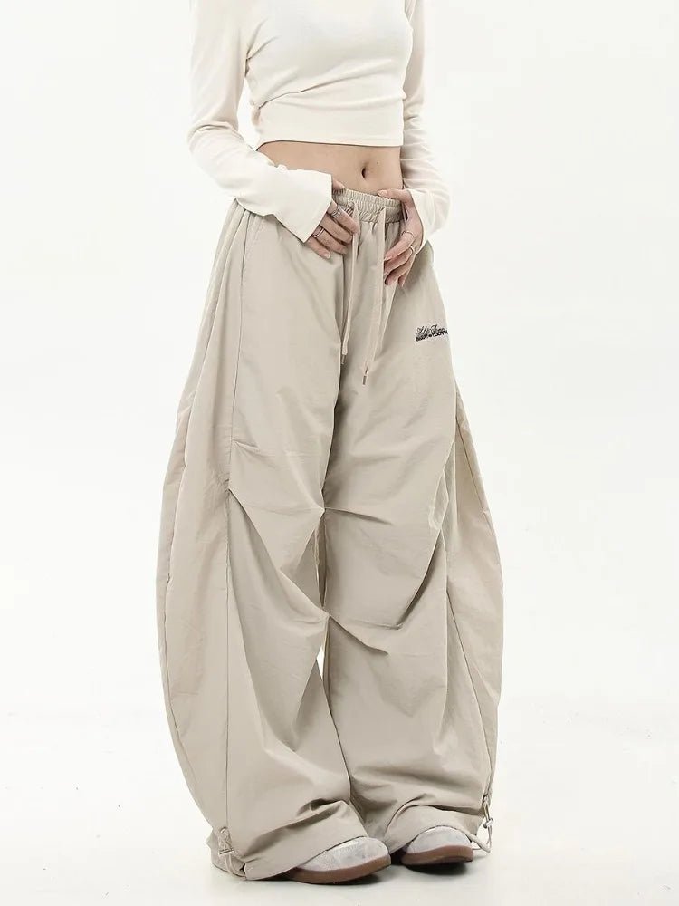 New Style Trends - Y2k Neutral Oversized Parachute Pants - Outfit Ideas