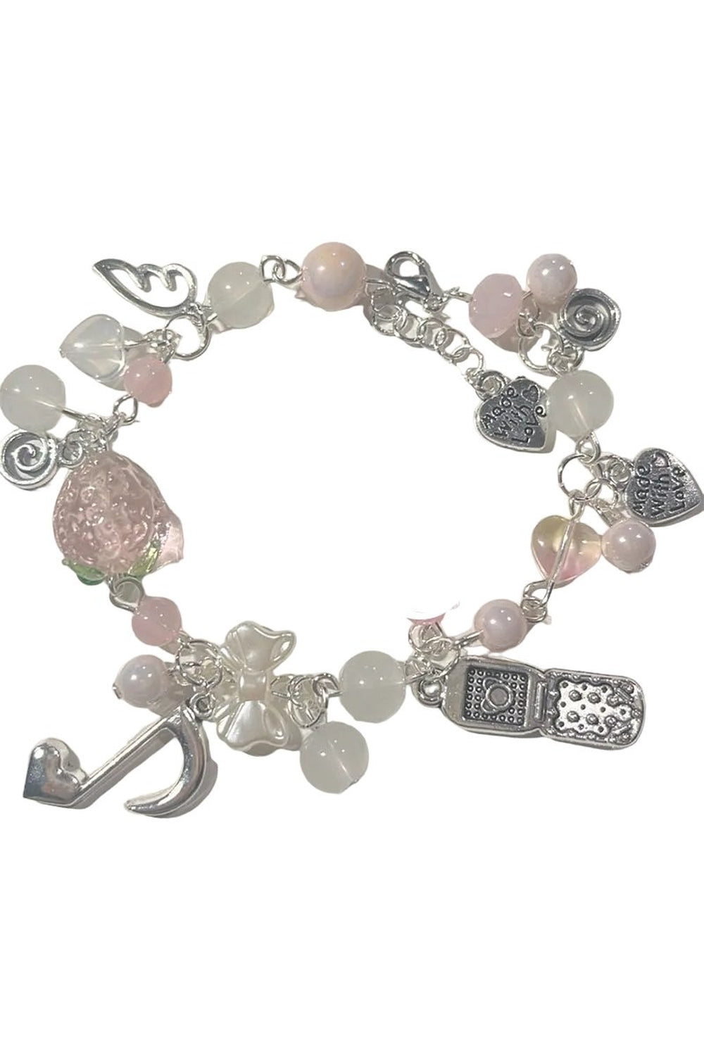 New Style Trends - Y2k Pink Strawberry Note Charm Bracelet - Outfit Ideas