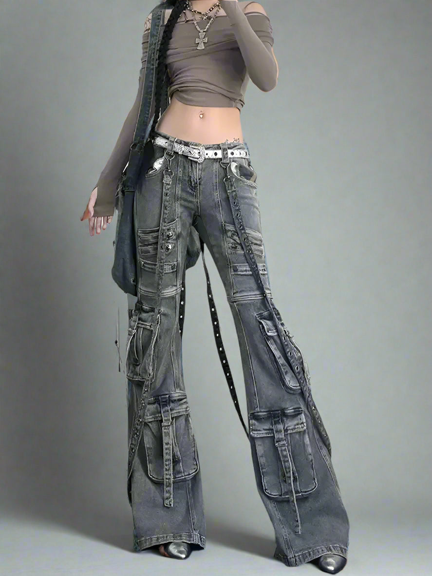 New Style Trends - Y2k Utility Cargo Flare Jeans - Outfit Ideas