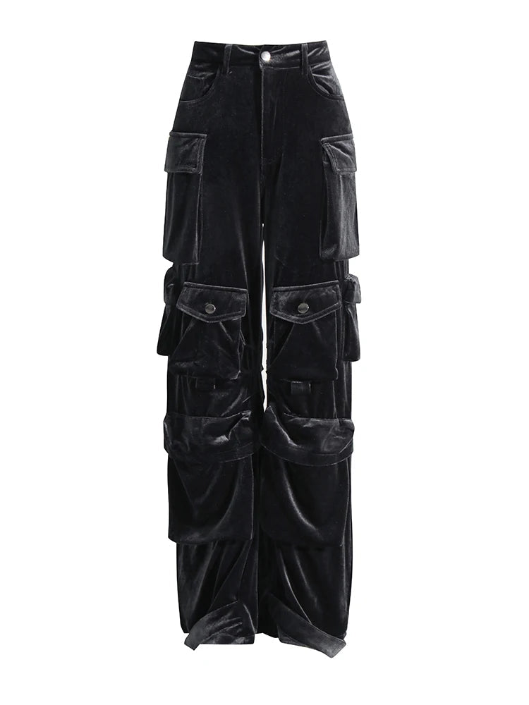 New Style Trends - Y2k Velvet Vibe Utility Cargo Pants - Outfit Ideas