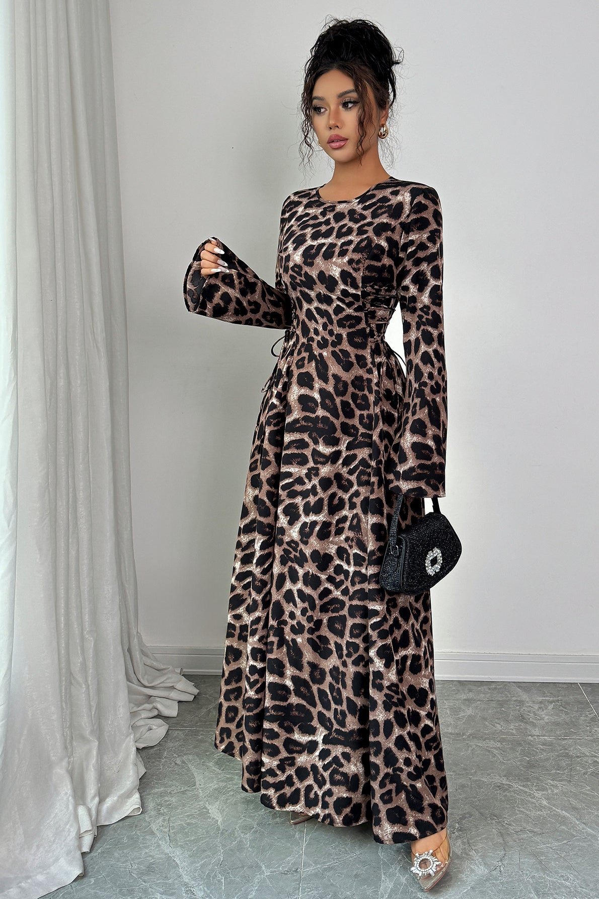 New s, Leopard Long Sleeve Maxi Dress