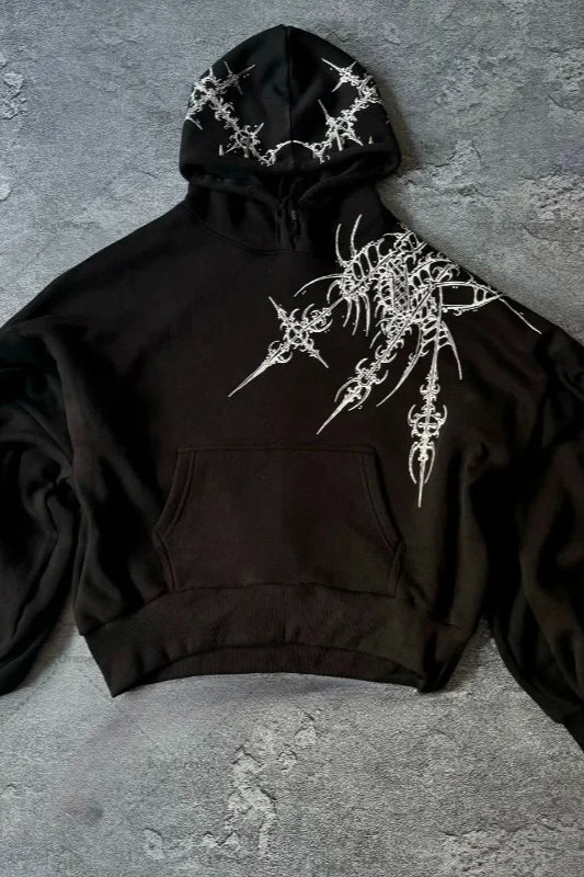 New s Edit, Retro Personalized Print Oversized Hoodie