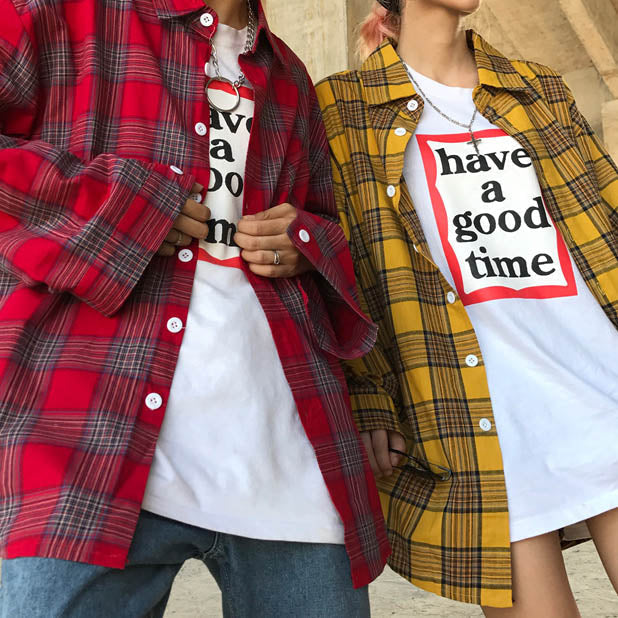 Style Core Aesthetics, New Style Trends - 90s Kids Shirt in Plaid Check