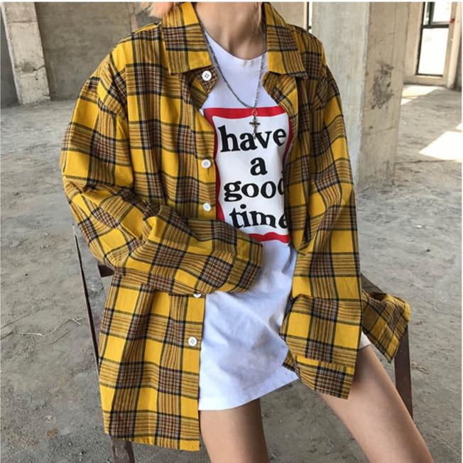 Style Core Aesthetics, New Style Trends - 90s Kids Shirt in Plaid Check