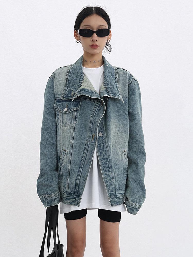 Style Core Aesthetics, New Style Trends - Acubi Asymmetrical Denim Jacket