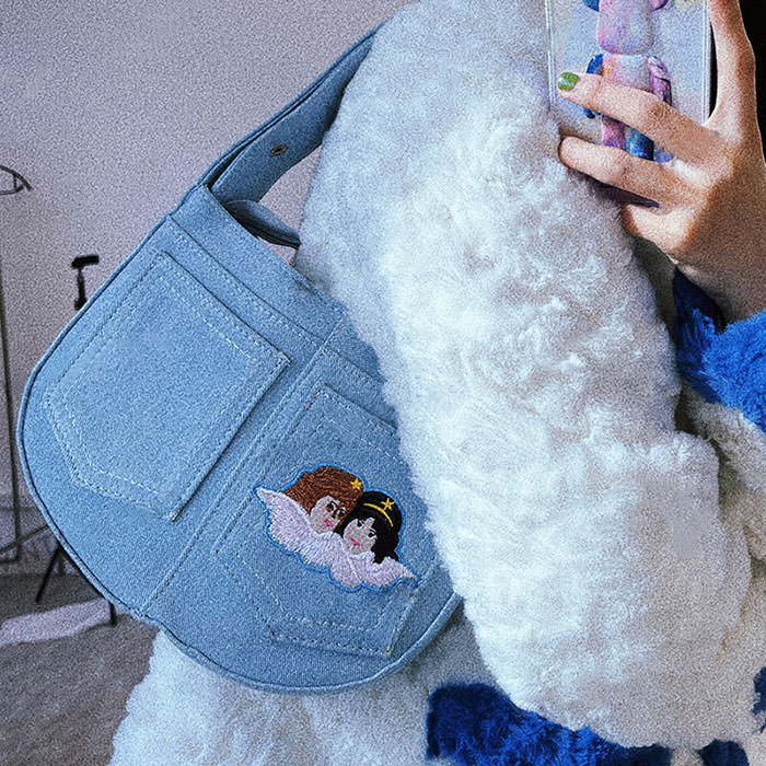 Style Core Aesthetics, New Style Trends - Alia | Sac à épaule ange cousu denim